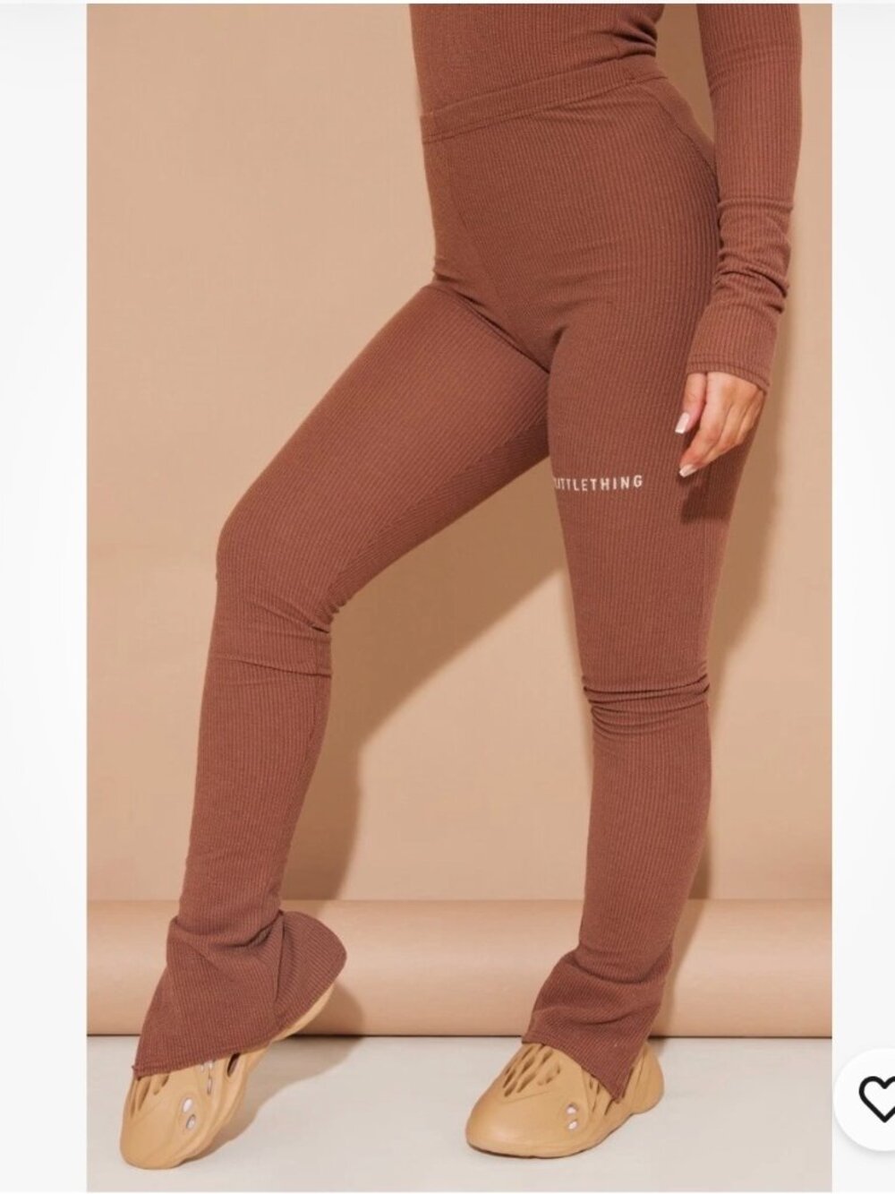 NWT PLT Cozy Casual Chic Mocha Crinkle Rib Split Hem Leggings Sizes 4, 6 & 10